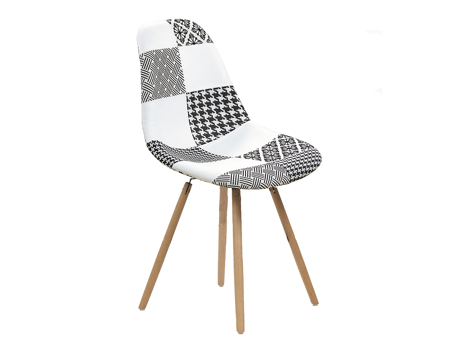 Scandinavische Stijl Patchwork Chaise Longue met Beukenhouten Poten - Grijs/Wit