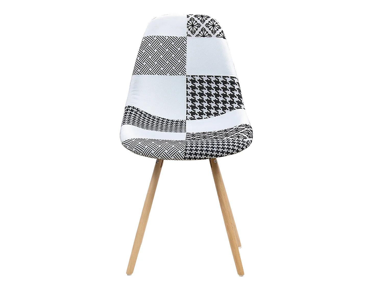 Scandinavische Stijl Patchwork Chaise Longue met Beukenhouten Poten - Grijs/Wit