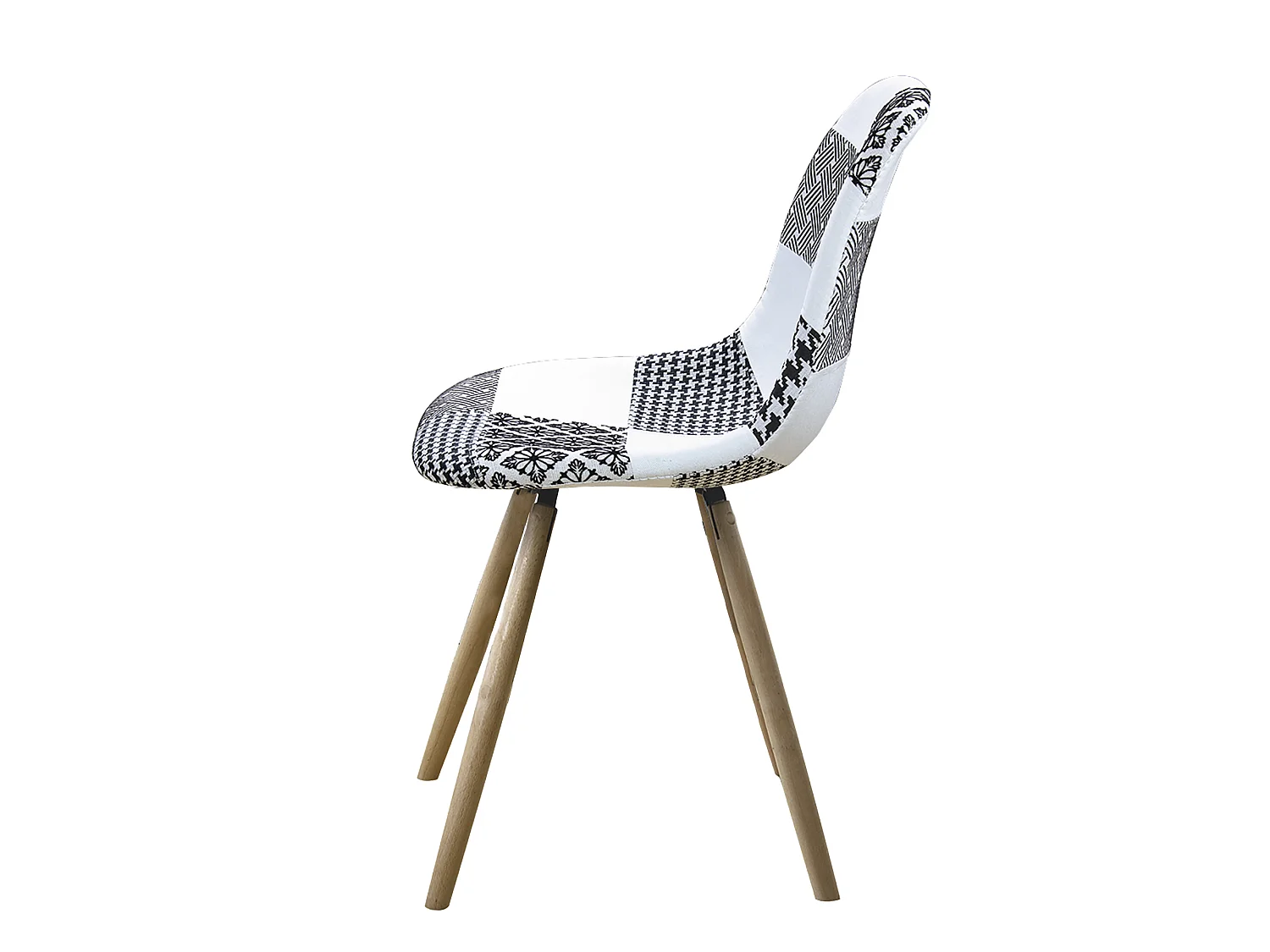 Scandinavische Stijl Patchwork Chaise Longue met Beukenhouten Poten - Grijs/Wit