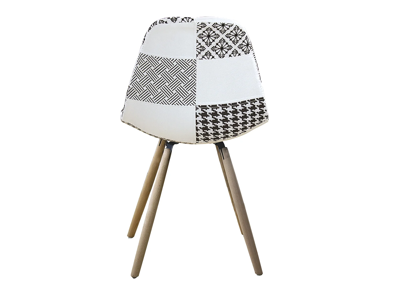 Scandinavische Stijl Patchwork Chaise Longue met Beukenhouten Poten - Grijs/Wit