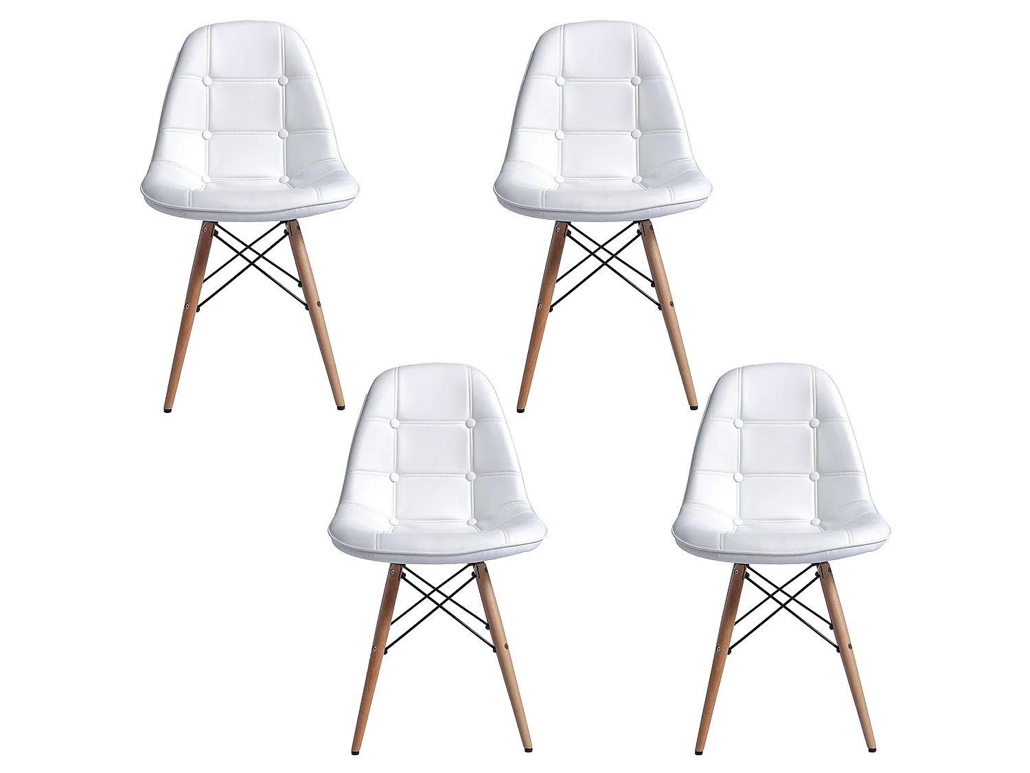 Lot de 4 chaises Stockholm capitonnées pour salle à manger