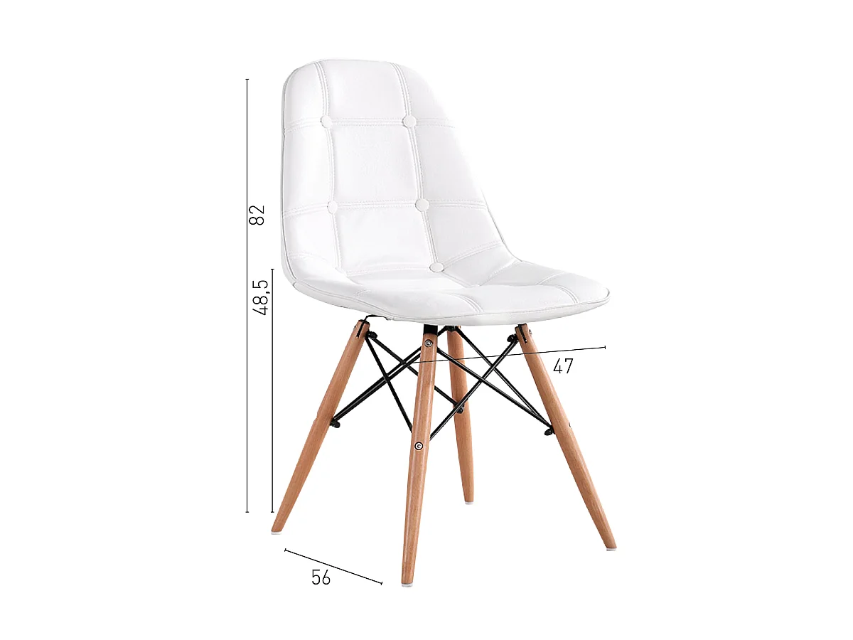 Lot de 4 chaises Stockholm capitonnées pour salle à manger