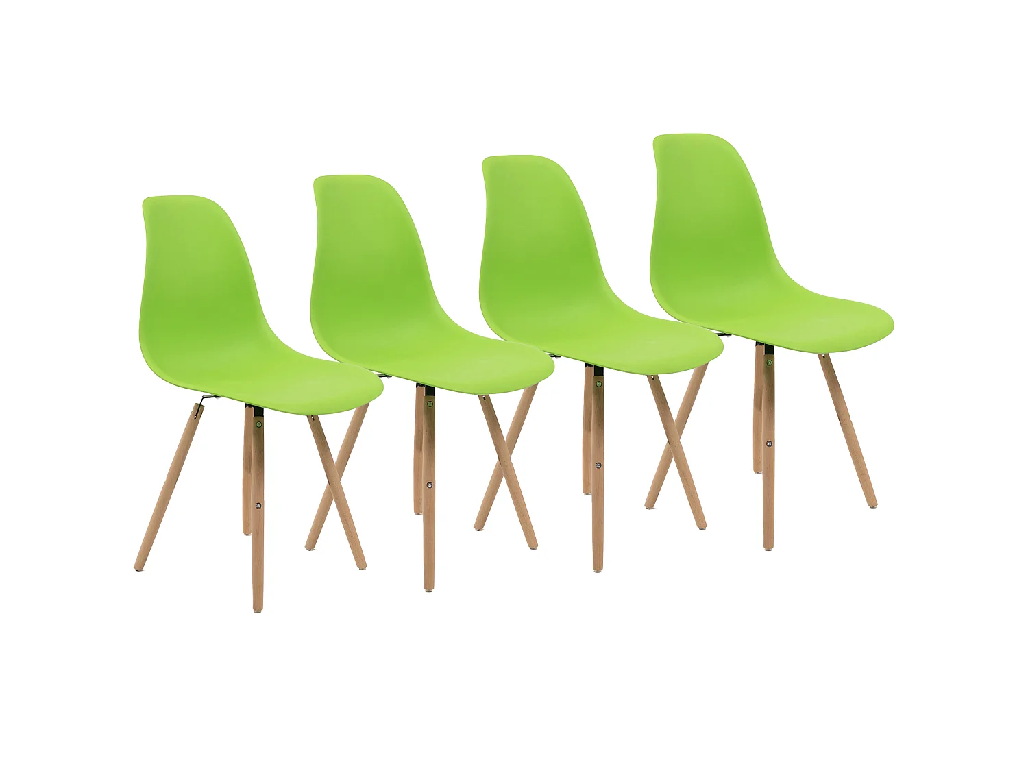 Lot de 4 chaises Stockholm vert avec pieds en bois de hêtre