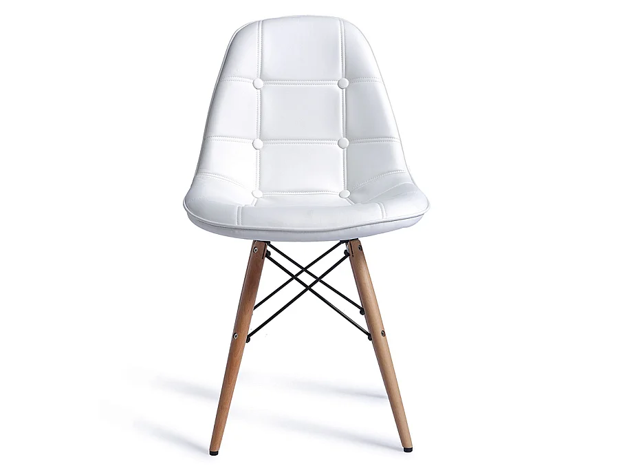 Chaise Estocolmo Blanc Capitoné avec pieds en bois de hêtre