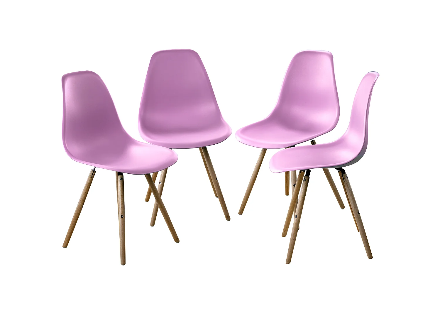 Lot de 4 chaises Stockholm roses avec pieds en bois de hêtre