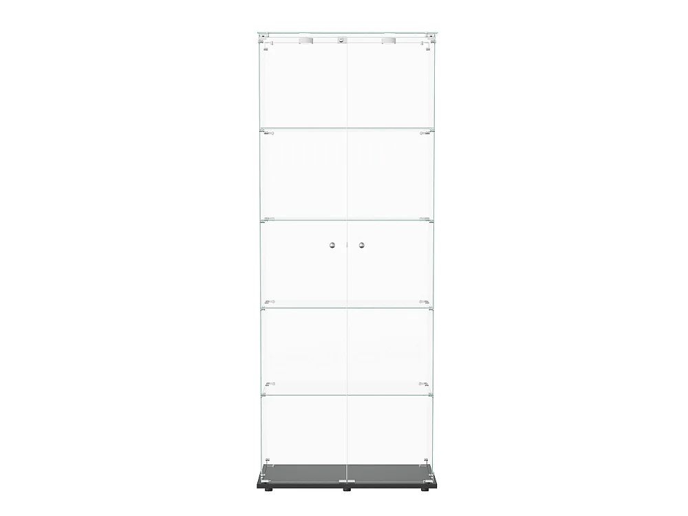 Affichage en verre - 78.5 x 34.5 x 186.5 cm - 5 couches avec éclairage LED et portes doubles - Pat Light - Noir