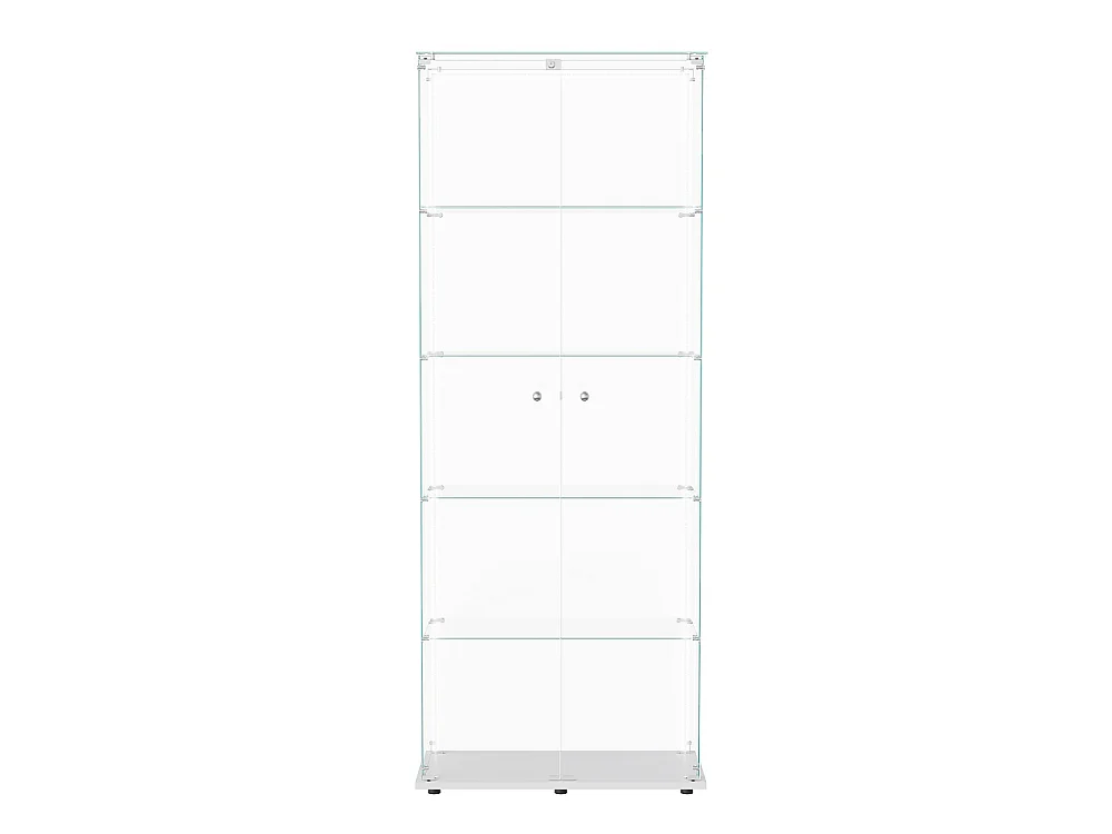 Affichage en verre - 78.5 x 34.5 x 186.5 cm - 5 couches avec éclairage LED et double porte - Bande lumineuse - Blanc