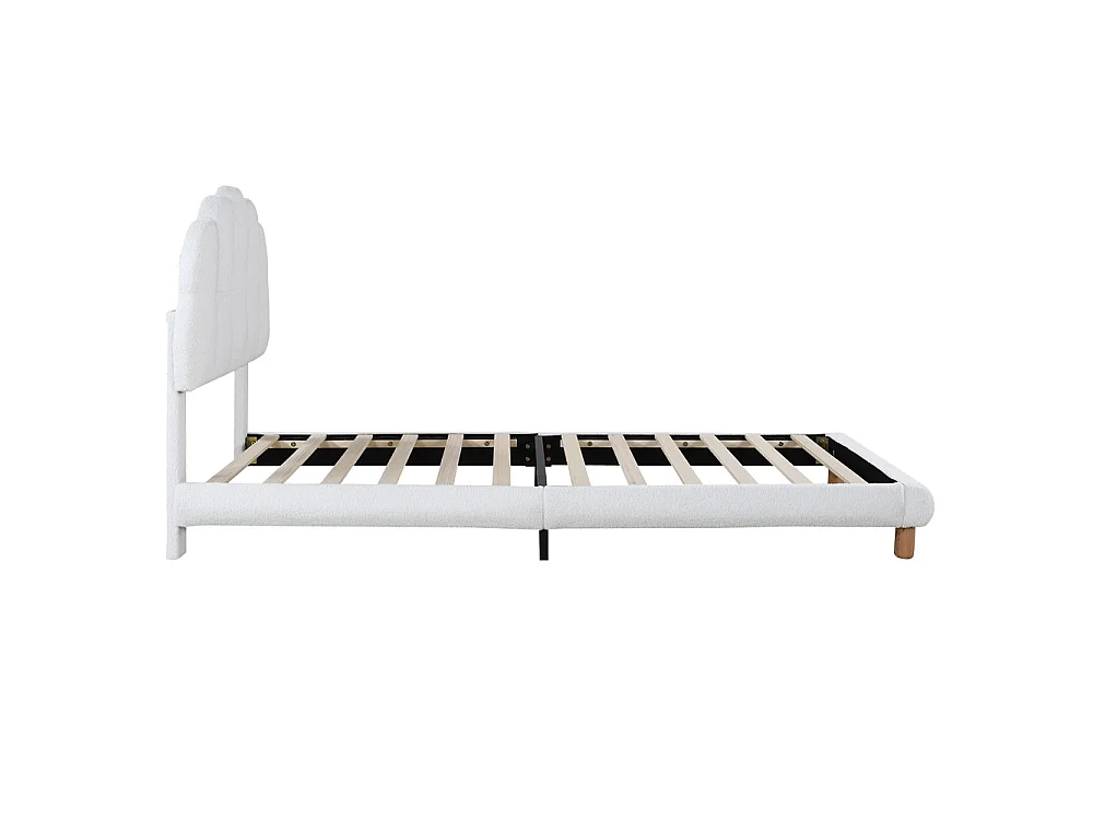 Lit simple - 90 x 200 cm - avec tête en forme de nuage - Fleece en peluche - Blanc