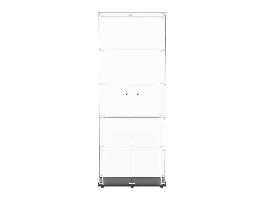 Affichage en verre - 78.5 x 34.5 x 186.5 cm - 5 couches avec éclairage LED et double porte - Bande lumineuse - Noir