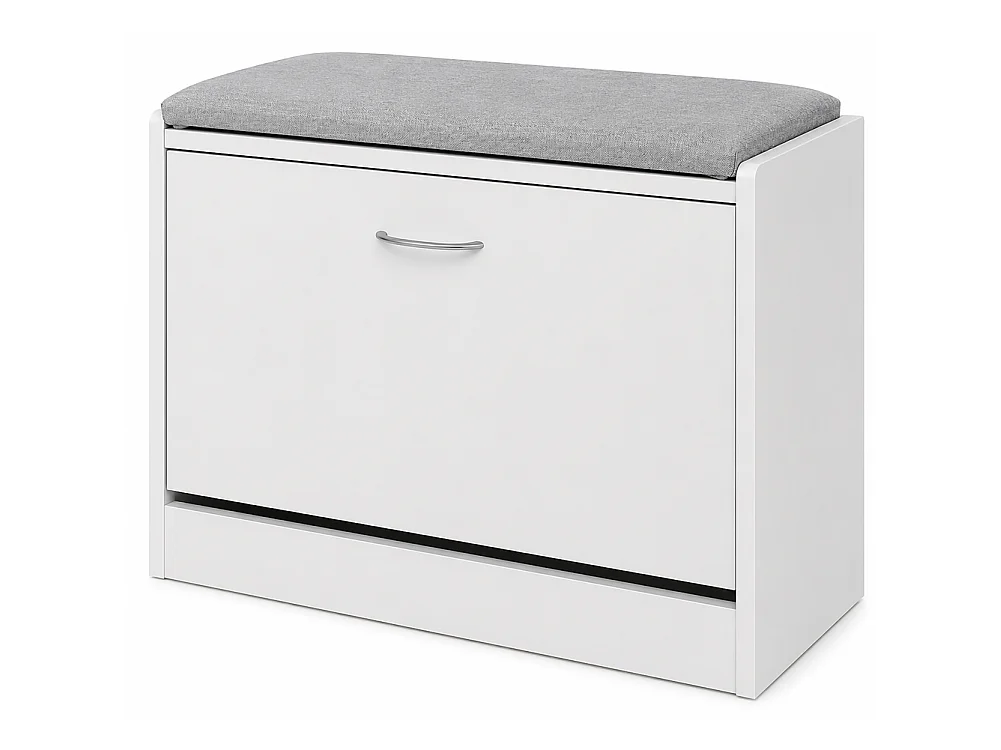 Scarpiera Panca 1 Anta Tripla Profondità con Seduta in Tessuto Grigio 60x30x48