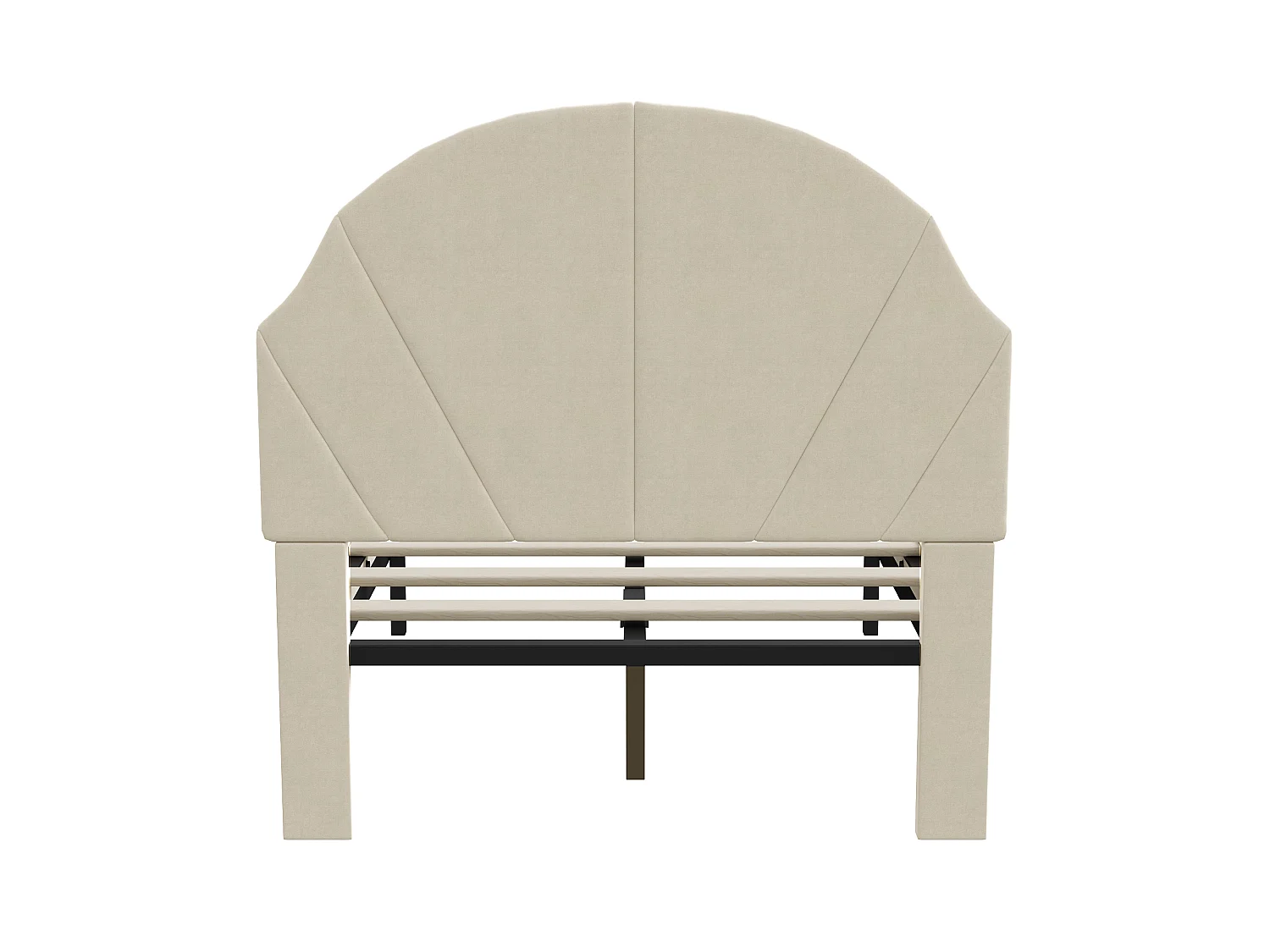 Lit enfant - 90 x 190 cm - avec tête en forme d'onde réglable et cadre à lamelles - Velvet - Beige