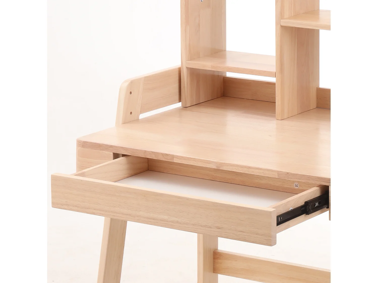 Bureau pour enfant en bois massif, réglable en hauteur, couleur nature, avec tiroirs, rangements et crochets, adapté aux enfants de plus de 6 ans