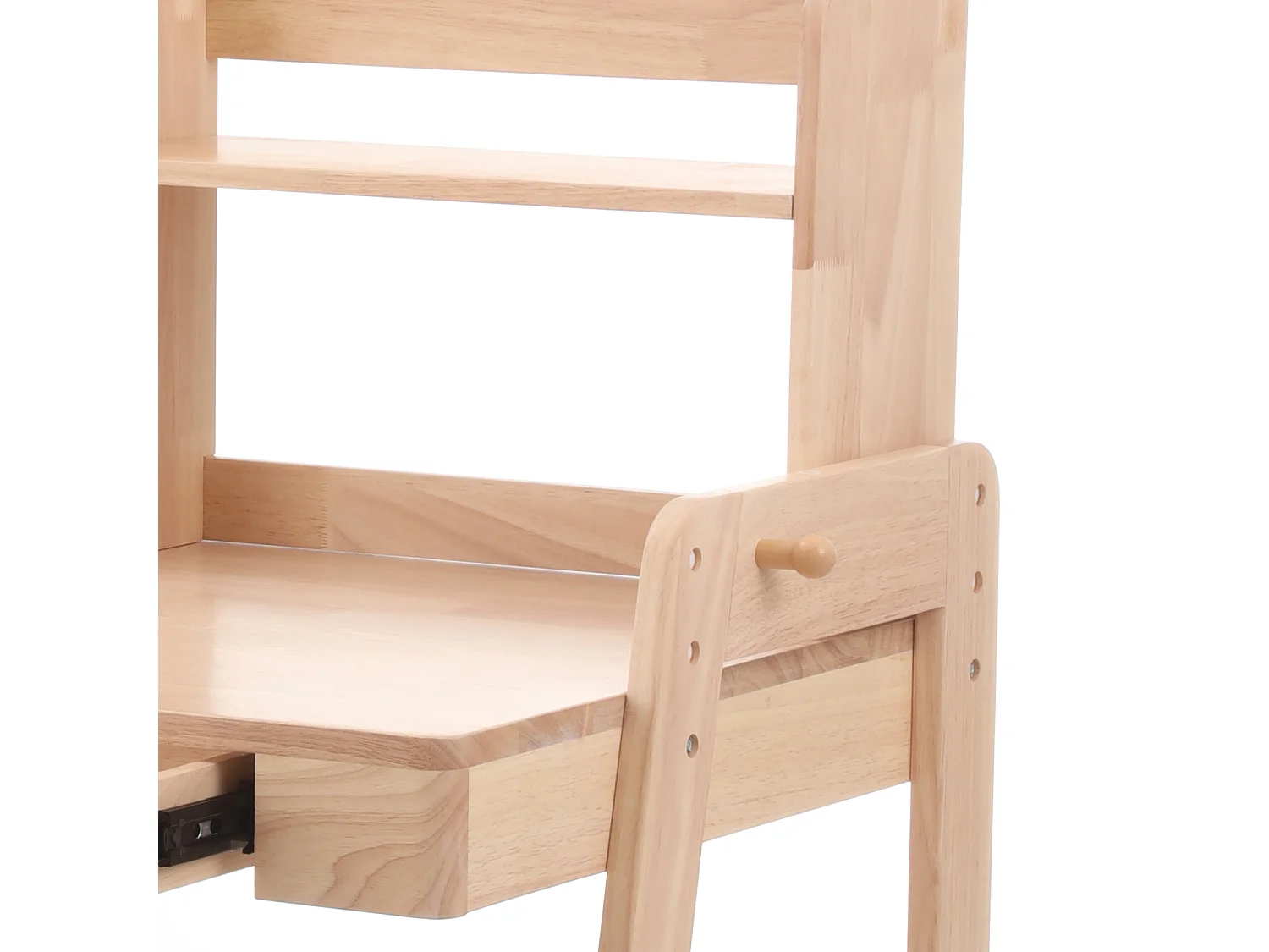 Bureau pour enfant en bois massif, réglable en hauteur, couleur nature, avec tiroirs, rangements et crochets, adapté aux enfants de plus de 6 ans