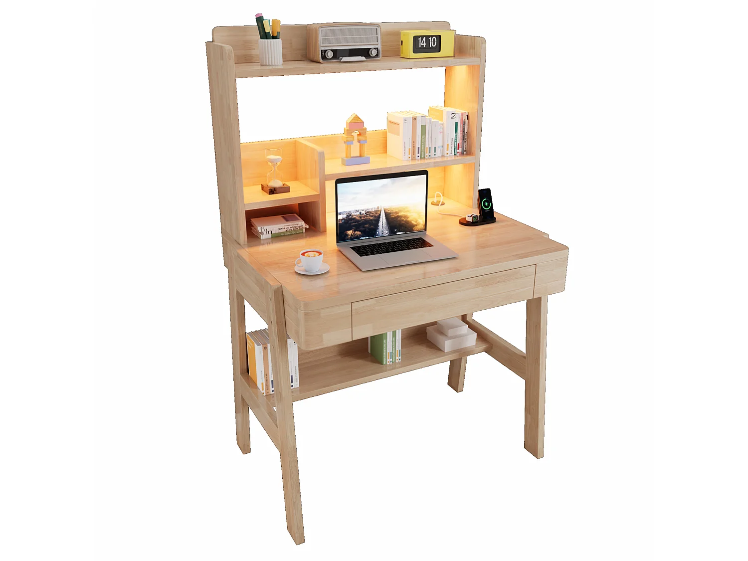 Table pour enfants, hauteur réglable, fabriquée en bois massif, adaptée aux enfants à partir de 6 ans.