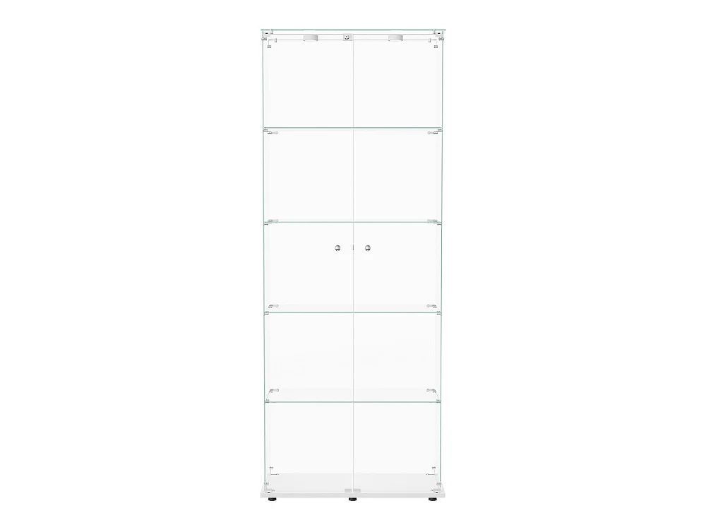 Affichage en verre - 78.5 x 34.5 x 186.5 cm - 5 couches avec éclairage LED et portes doubles - Pat Light - Blanc