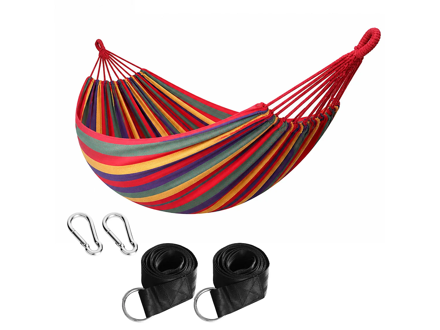 Amaca Da Esterno E Giardino Con Custodia Trasporto Cinghie E Moschettoni Inclusi Design Anti Caduta In Cotone Resistente Portata 300 Kg 270 x 150 Cm Rosso