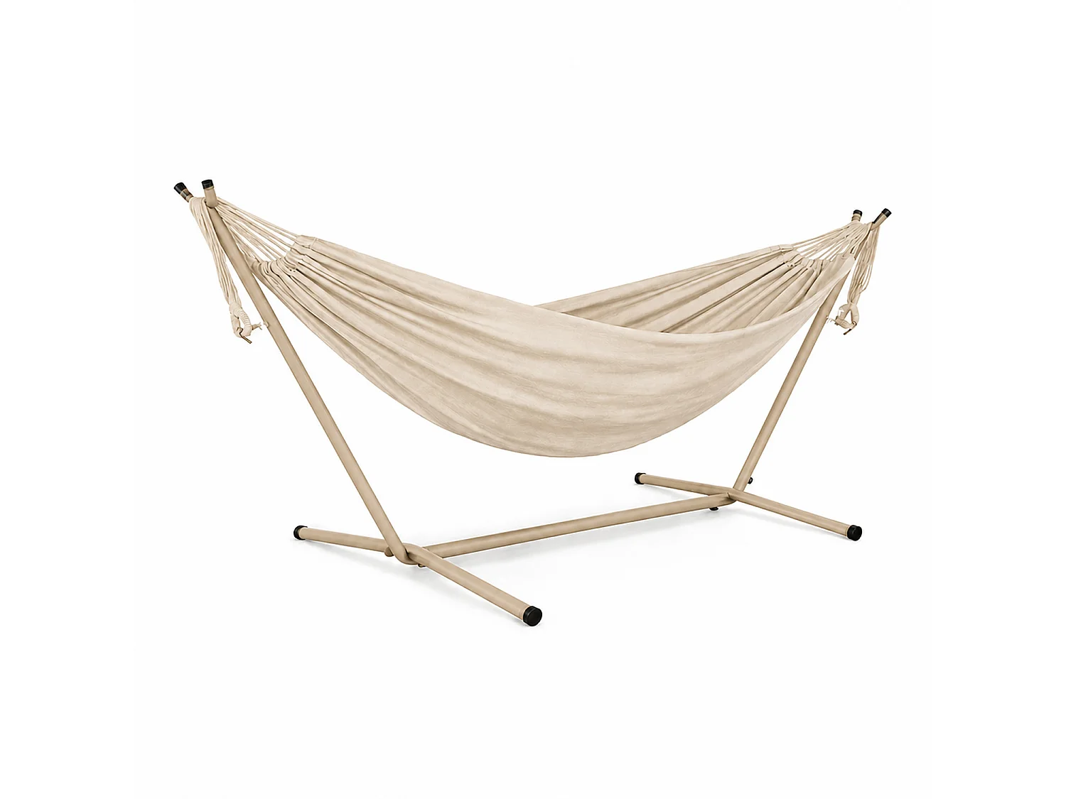 Amaca Da Esterno Giardino Con Supporto In Acciaio Beige Portata 200 Kg Altezza Regolabile Telo Cotone Resistente Per Terrazzo E Giardino 265 x 110 x 100 Cm Beige