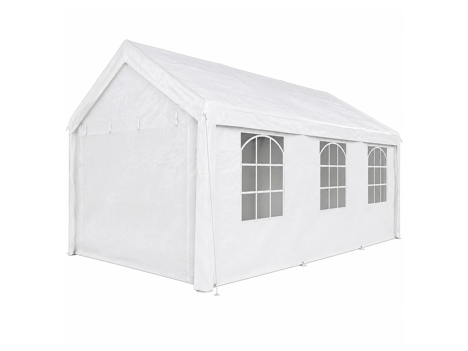 Gazebo Da Giardino 6x4 Metri Con Struttura In Pannelli Laterali Modulabili E Finestre Trasparenti Per Eventi Feste Catering 6 x 4 x 3.15 Metri Bianco