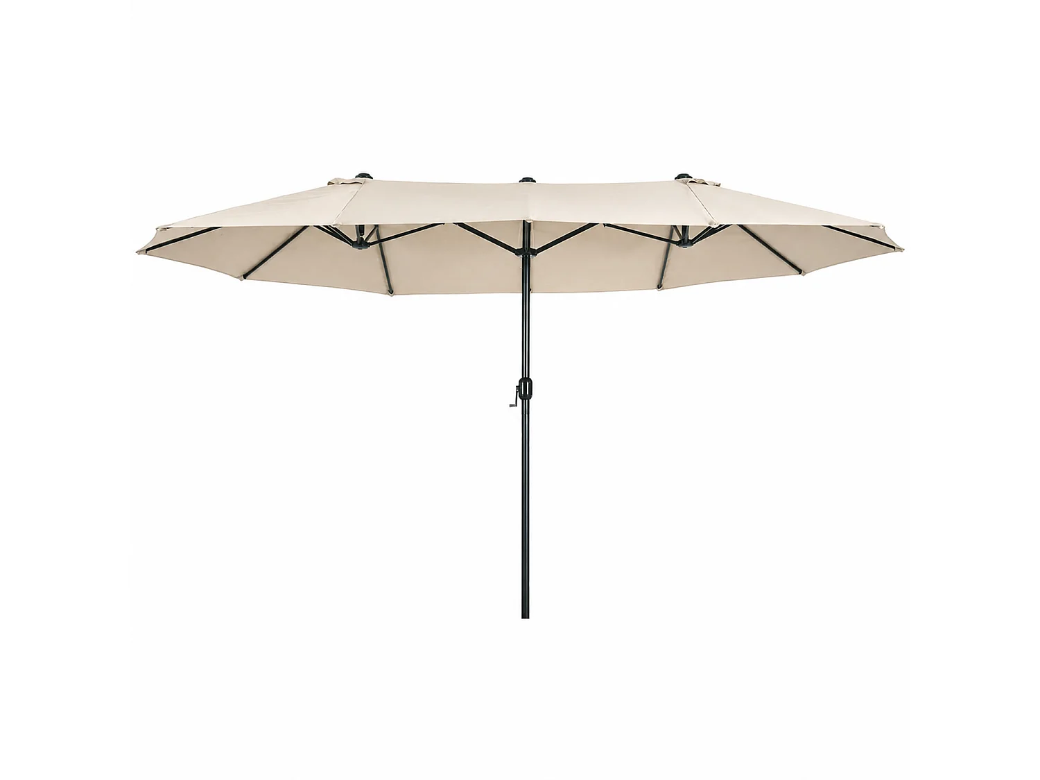 Ombrellone Doppio Da Esterno 4.6 x 2.4 M Per Esterno Piscina Terrazzo Con Palo In Acciaio In Poliestere Impermeabilie Anti UV Apertura A Manovella Beige