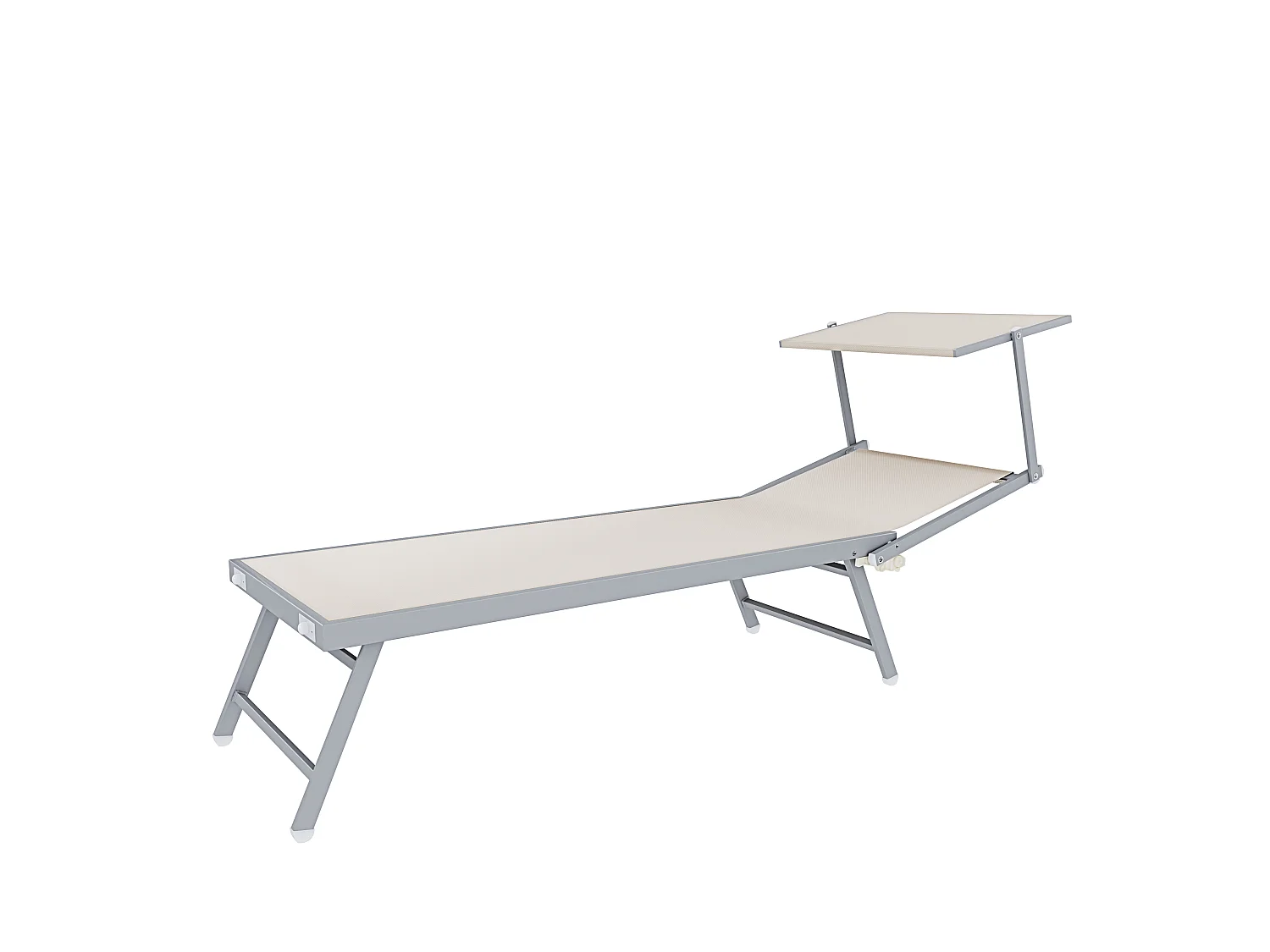Coppia Di Lettini Beige Prendisole Pieghevole Professionale In Alluminio Tettuccio Orientabile Sdraio Mare Spiaggia Piscina Giardino 182 x 60 x 38 cm