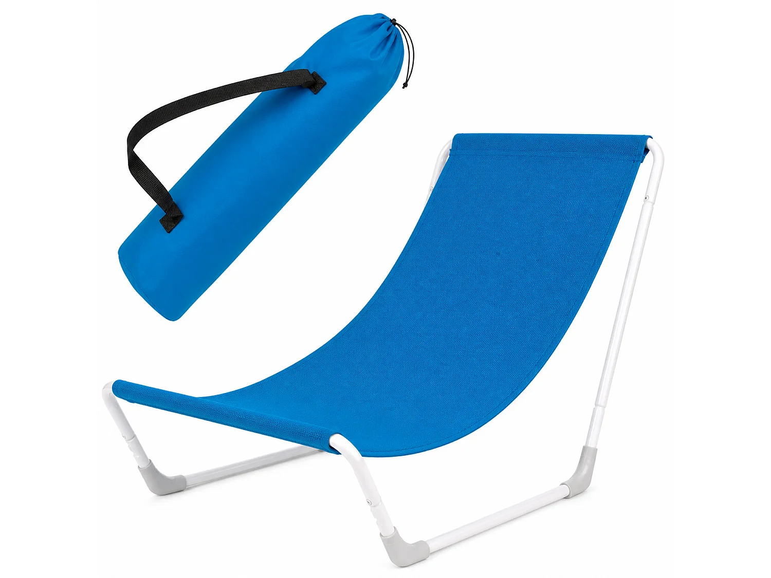 Sedia Sdraio Pieghevole Con Struttura In Acciaio Ergonomica Poliestere Impermeabile Sacca Con Tracolla Per Spiaggia Piscina Campeggio 95 x 60 x 40 Cm Blu