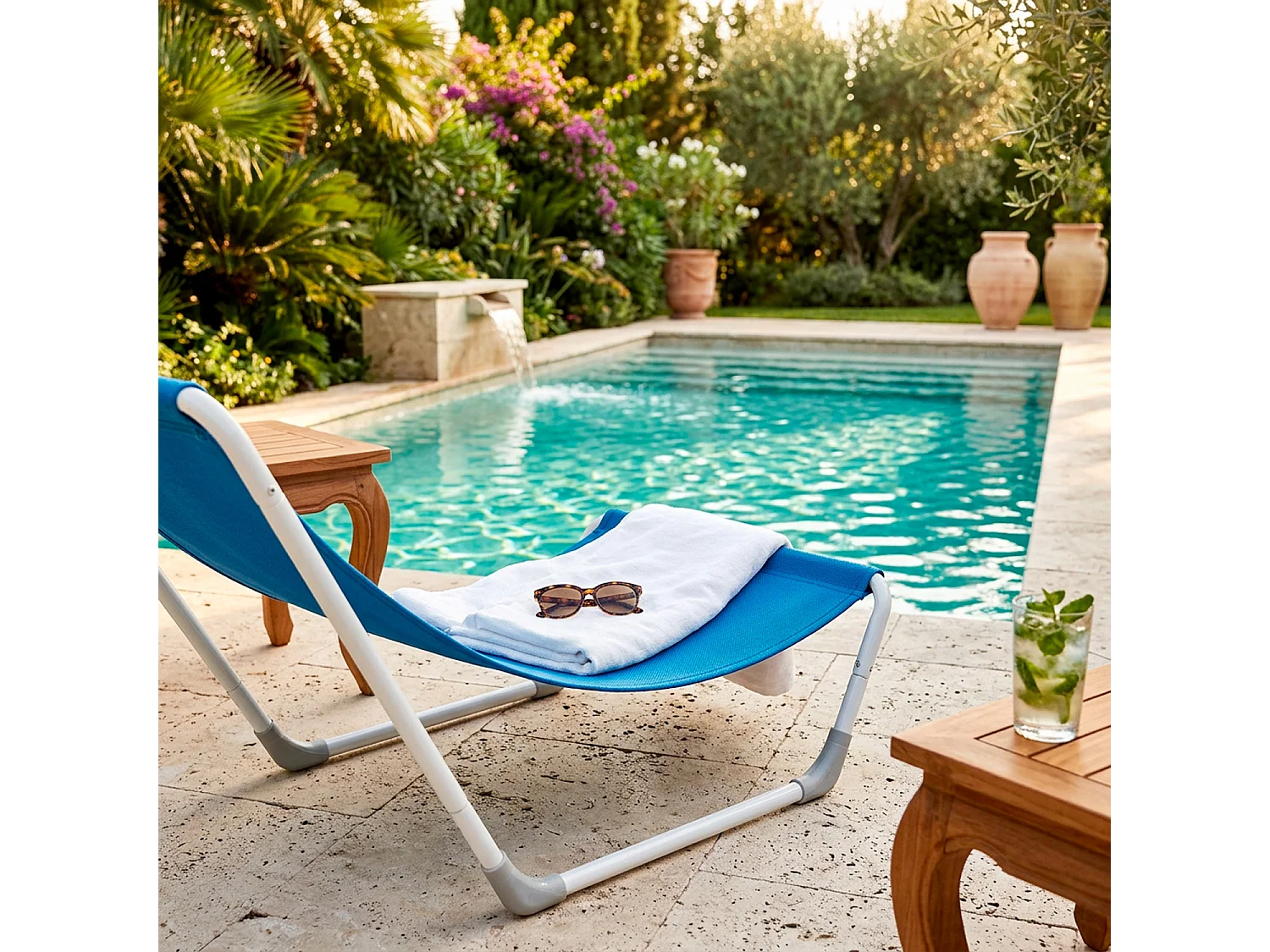 Sedia Sdraio Pieghevole Con Struttura In Acciaio Ergonomica Poliestere Impermeabile Sacca Con Tracolla Per Spiaggia Piscina Campeggio 95 x 60 x 40 Cm Blu