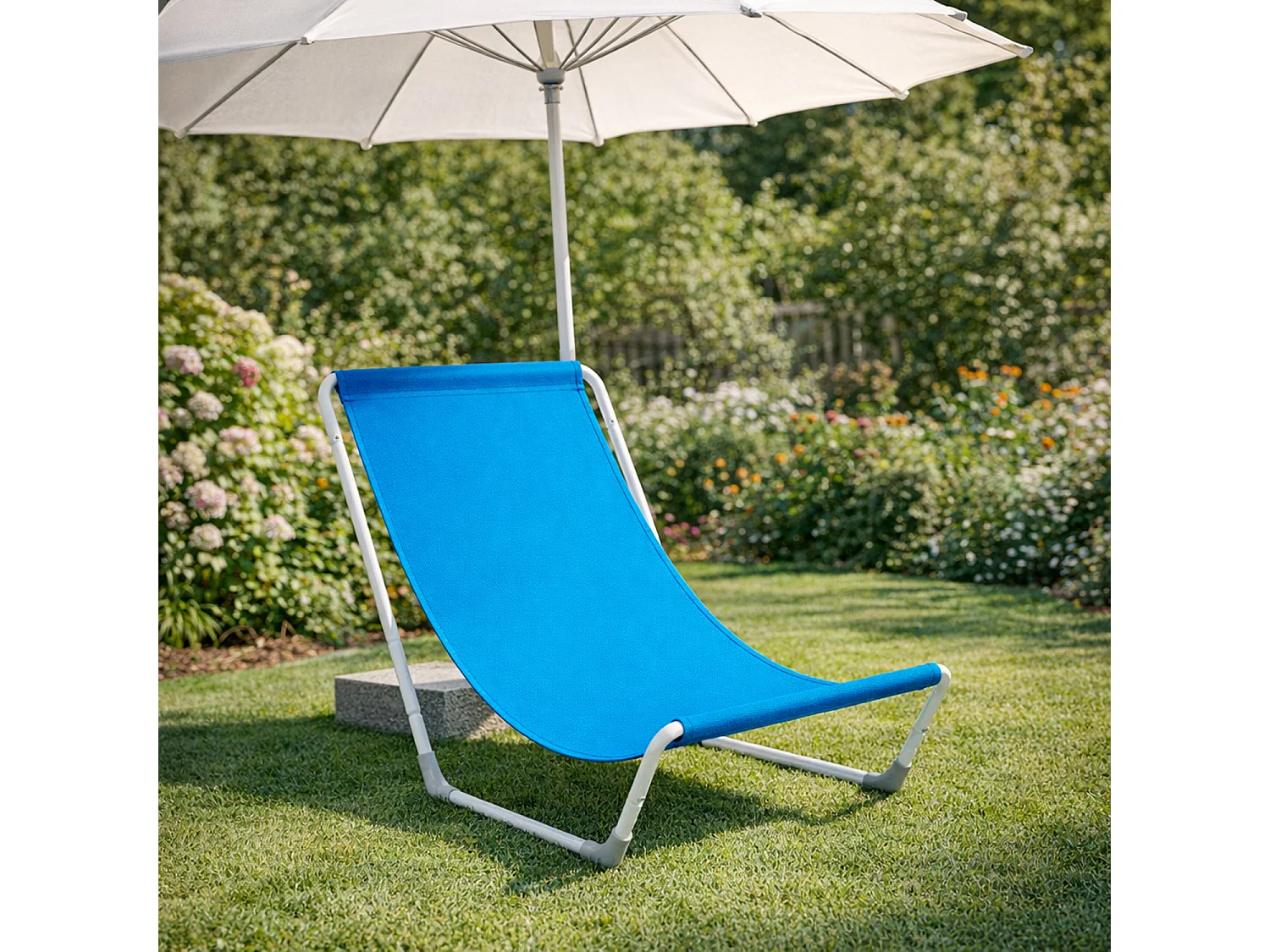 Sedia Sdraio Pieghevole Con Struttura In Acciaio Ergonomica Poliestere Impermeabile Sacca Con Tracolla Per Spiaggia Piscina Campeggio 95 x 60 x 40 Cm Blu