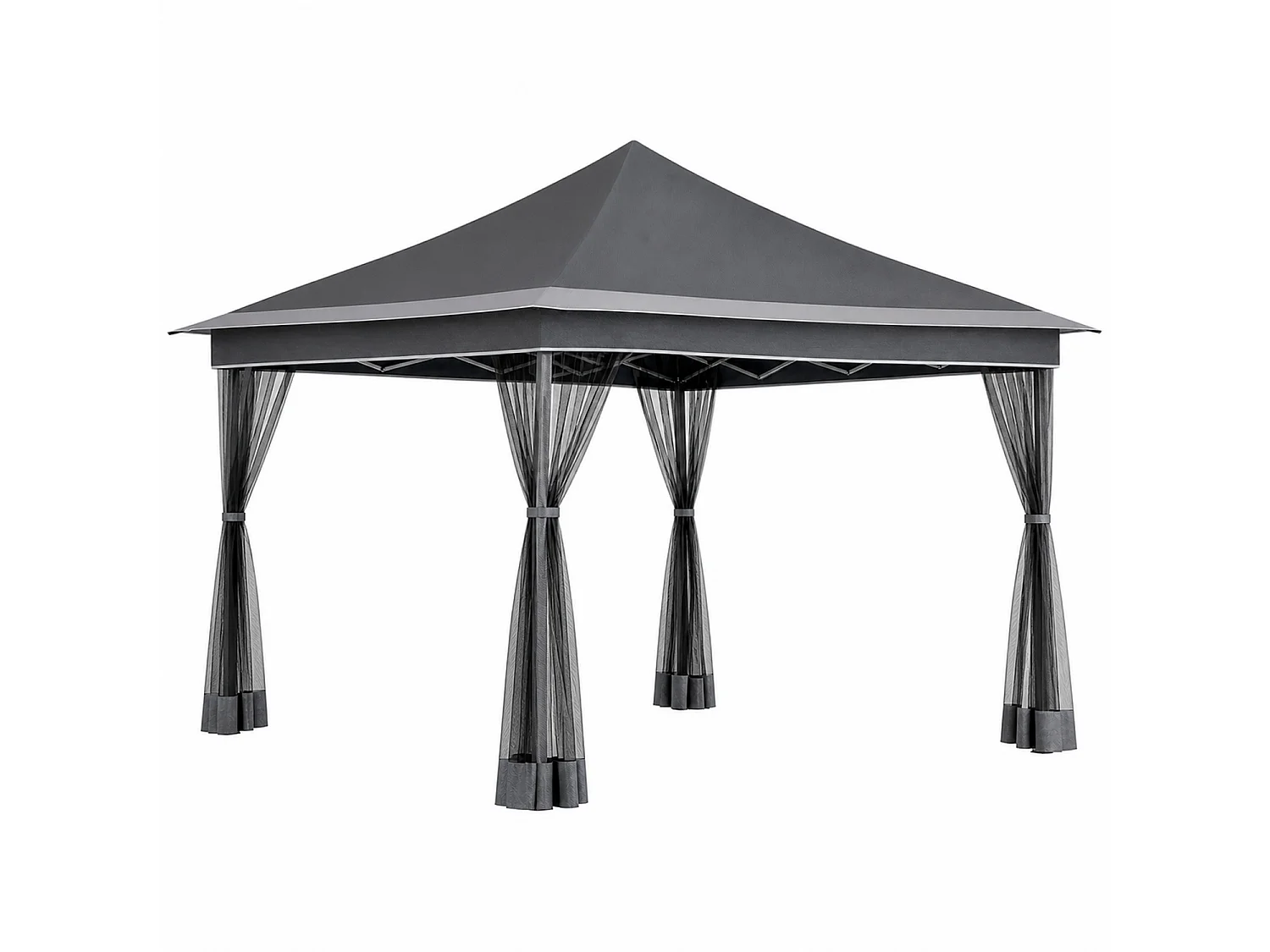 Gazebo Pieghevole Da Giardino Con Zanzariere Laterali Telaio In Metallo Regolabile Pop Up Con Borsa Trasporto Per Eventi Outdoor 360 x 360 x 310 Cm Grigio Scuro