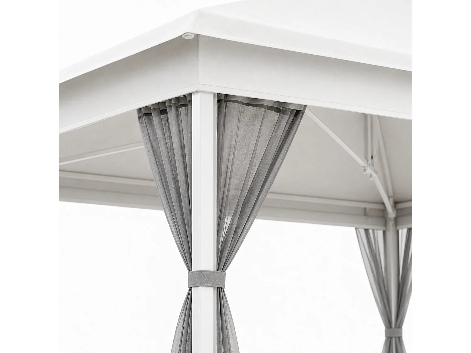 Gazebo Pieghevole Da Giardino Con Zanzariere Laterali Telaio In Metallo Regolabile Pop Up Con Borsa Trasporto Per Eventi Outdoor 360 x 360 x 310 Cm Bianco