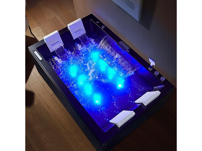 Baignoire balneo EDEN DUO BLACK MAT 180 2 à 4 places ARCHIPEL® 180x120