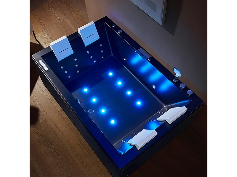 Baignoire balneo EDEN DUO BLACK MAT 180 2 à 4 places ARCHIPEL® 180x120