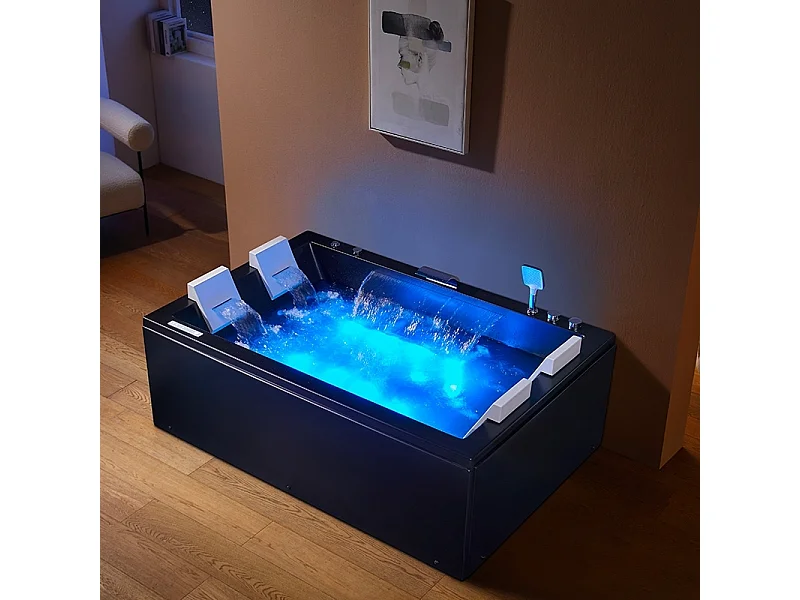 Baignoire balneo EDEN DUO BLACK MAT 180 2 à 4 places ARCHIPEL® 180x120