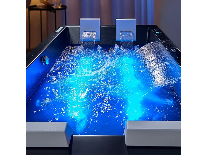 Baignoire balneo EDEN DUO BLACK MAT 180 2 à 4 places ARCHIPEL® 180x120