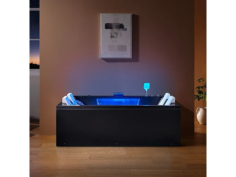 Baignoire balneo EDEN DUO BLACK MAT 180 2 à 4 places ARCHIPEL® 180x120