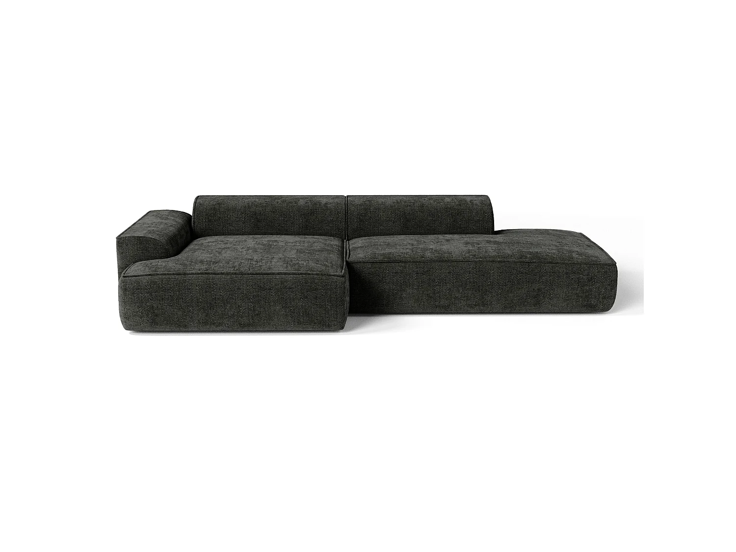Canapé d'angle gauche 4 places en velours anthracite HANA