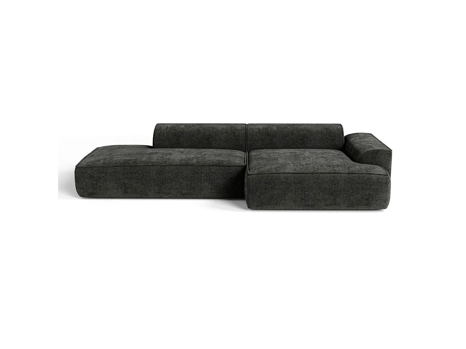 Canapé d'angle droit 4 places HANA en velours tramé anthracite foncé