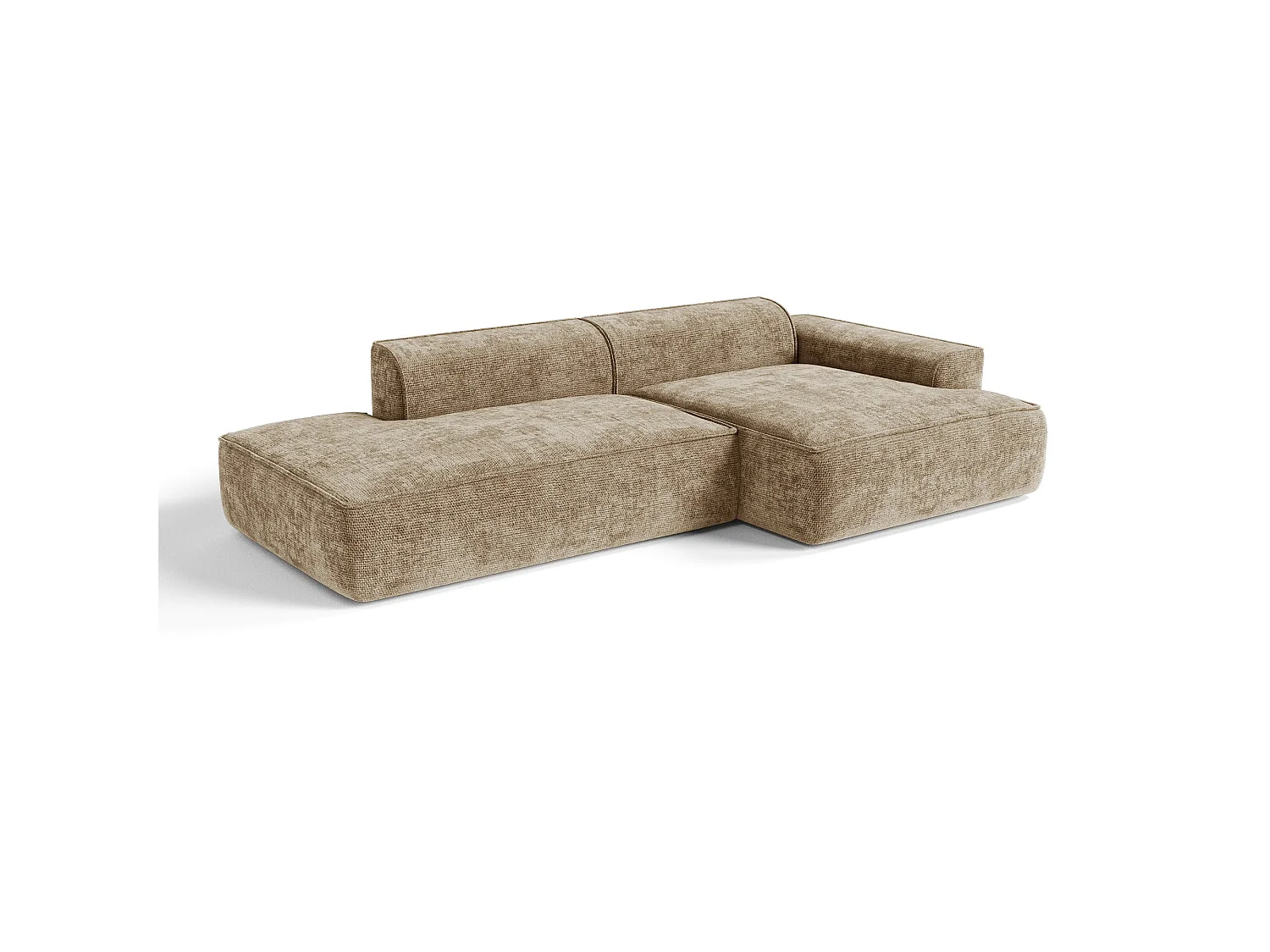 Canapé d'angle droit 4 places HANA en velours tramé taupe