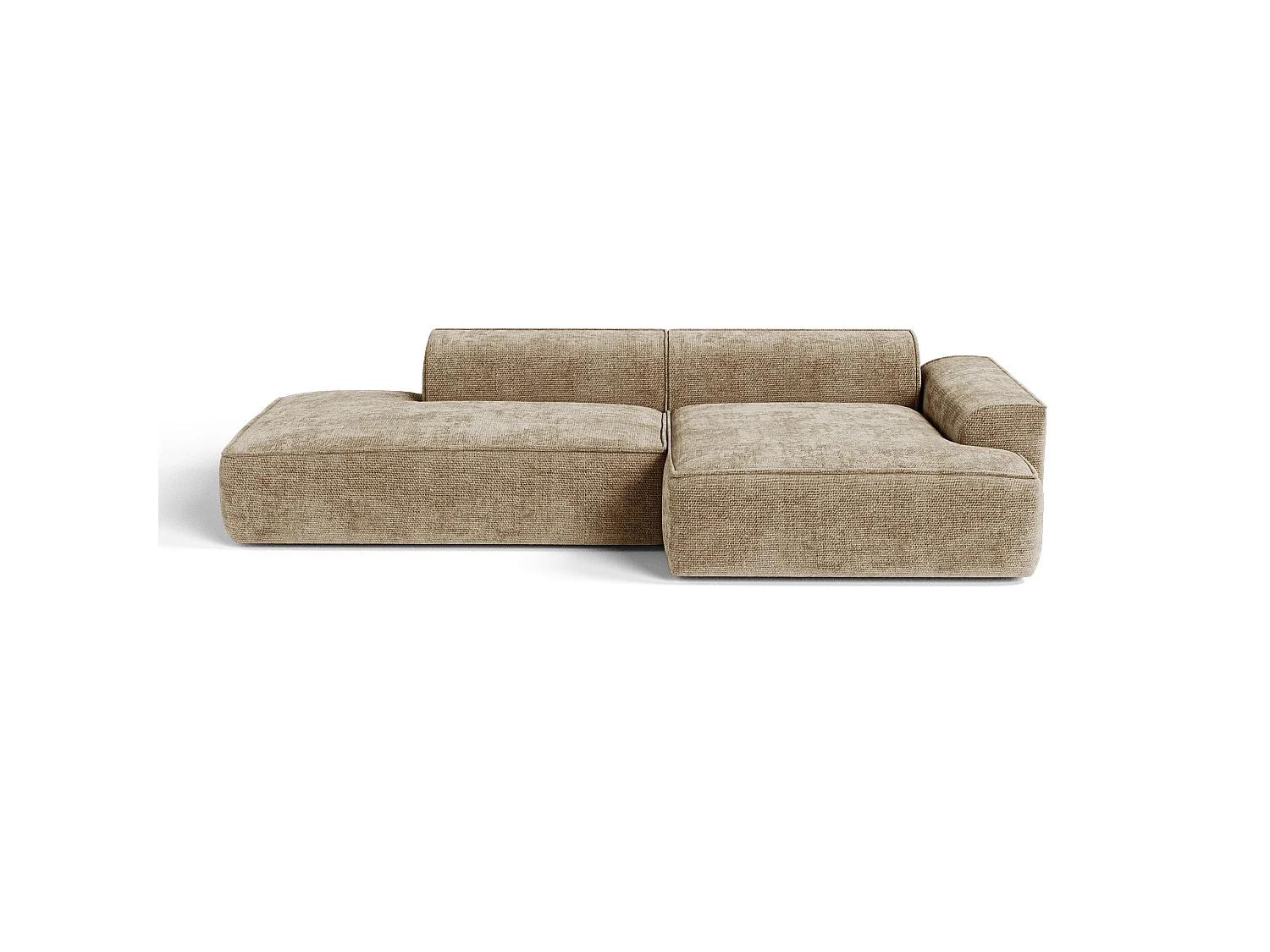Canapé d'angle droit 4 places HANA en velours tramé taupe