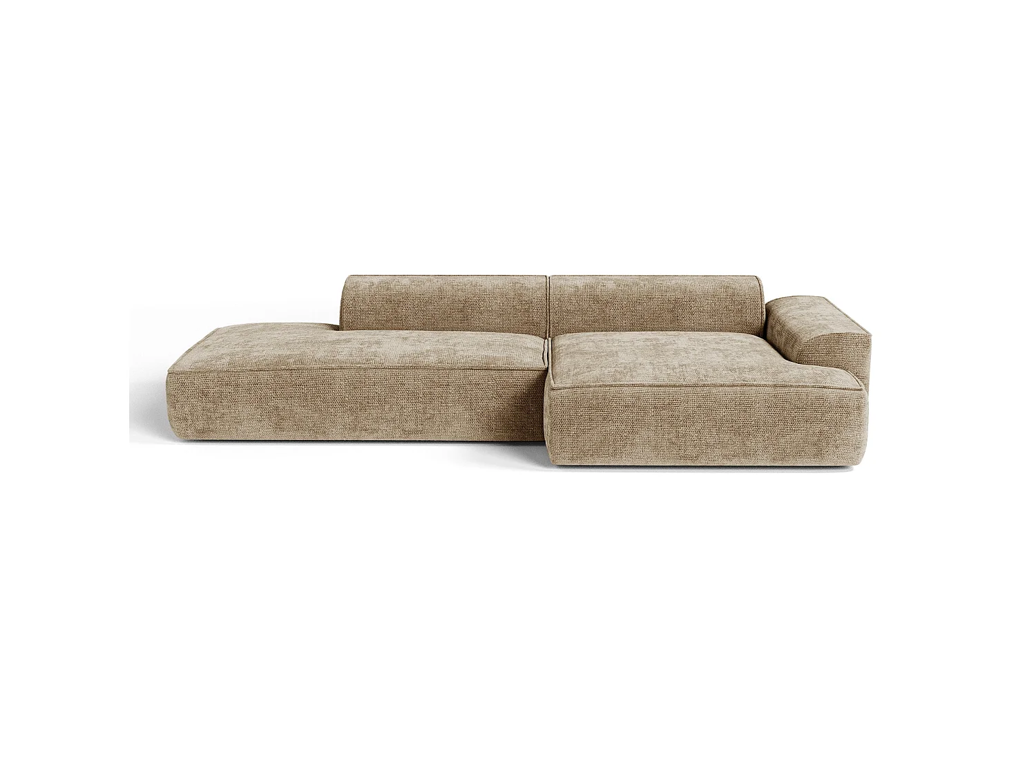 Canapé d'angle droit 4 places en velours taupe HANA