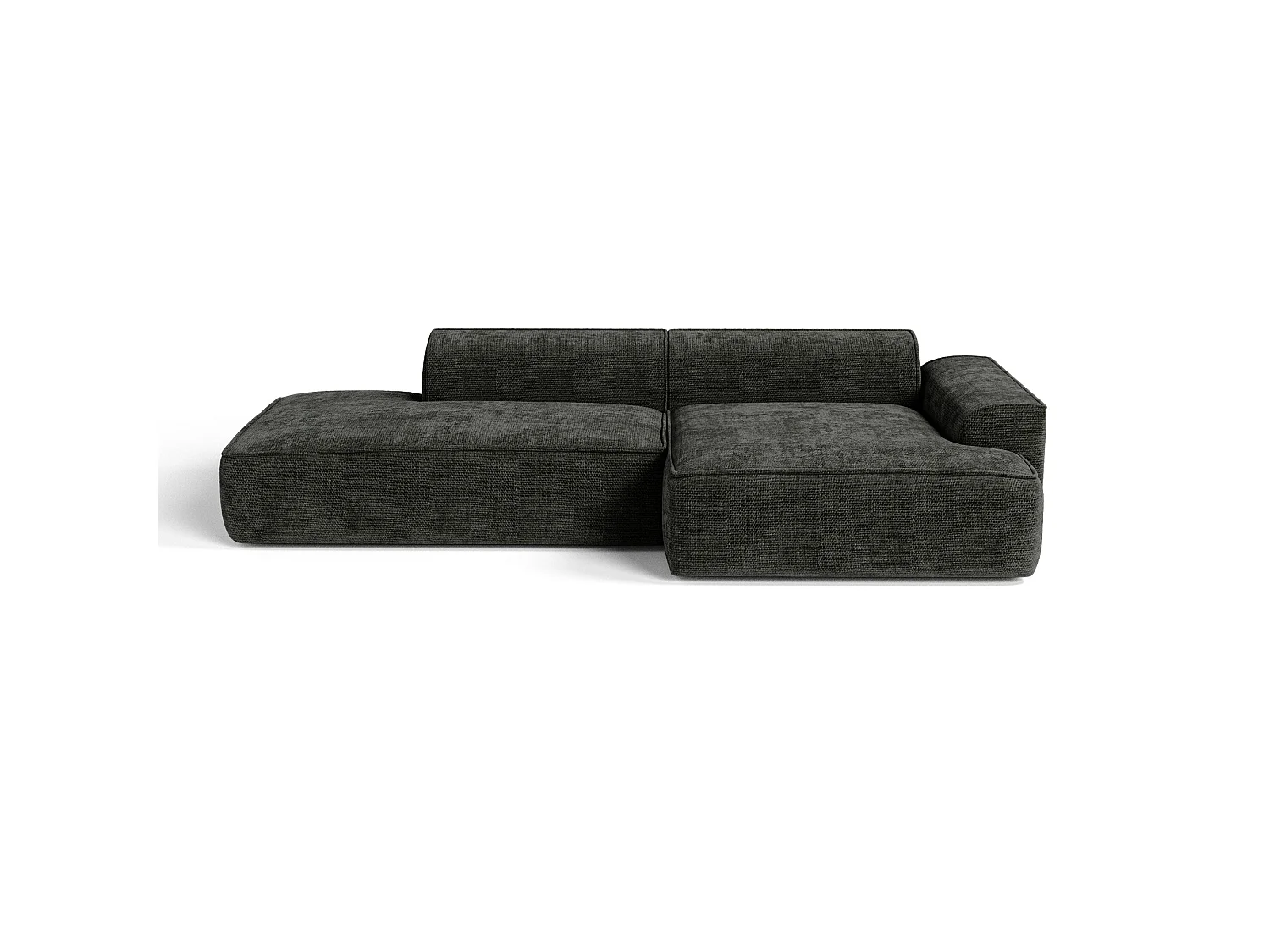 Canapé d'angle droit 4 places HANA en velours tramé anthracite foncé