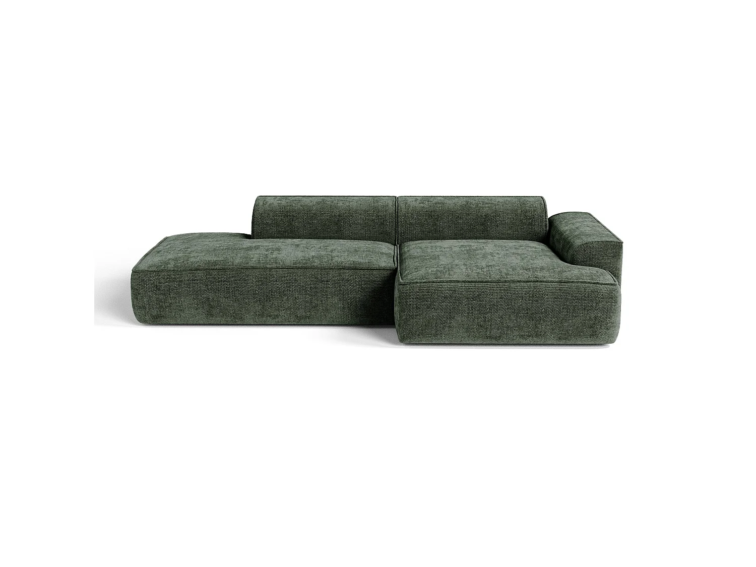 Canapé d'angle droit 4 places HANA en velours tramé vert olive