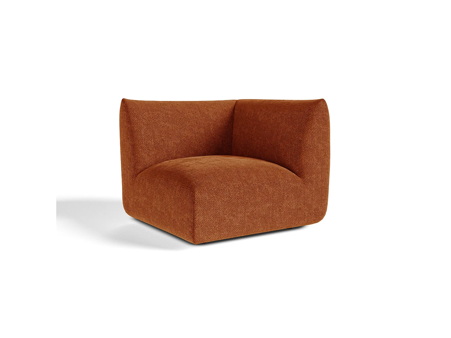 Module d'angle réversible NOOMA en velours chenillé terracotta 97x97cm