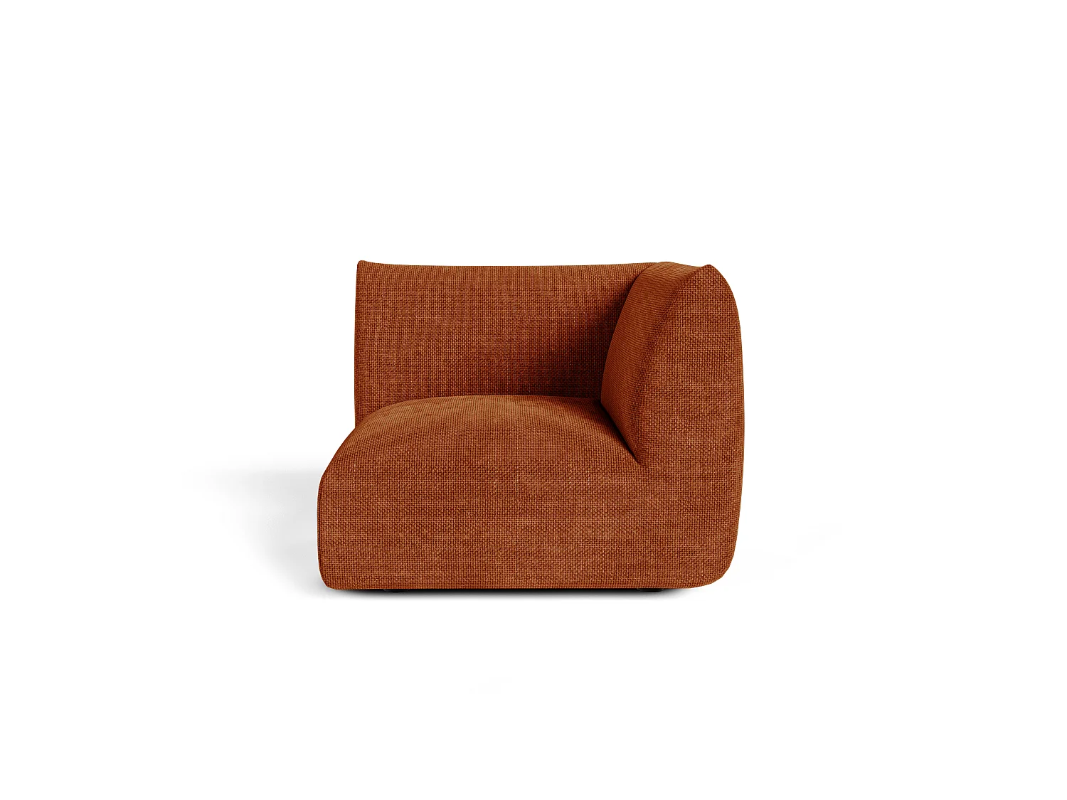 Module d'angle réversible NOOMA en velours chenillé terracotta 97x97cm