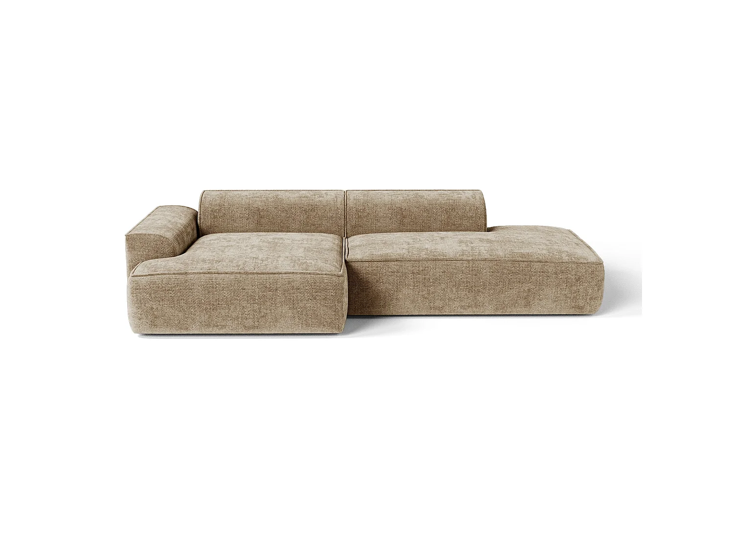 Canapé d'angle gauche HANA 4 places en velours tramé taupe