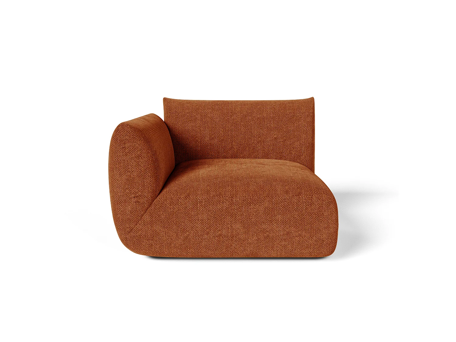 Module d'angle gauche velours chenillé NOOMA en velours chenillé terracotta 108x97cm