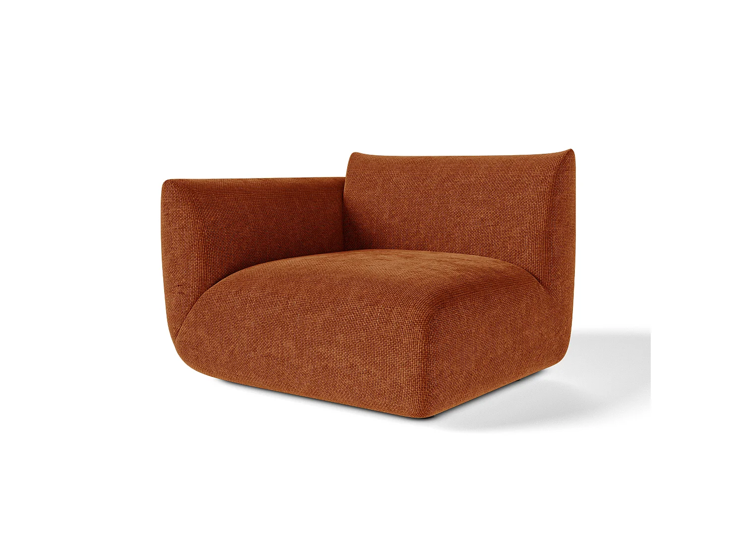 Module d'angle gauche velours chenillé NOOMA en velours chenillé terracotta 108x97cm