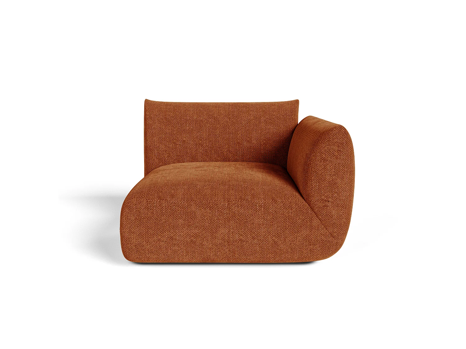 Module d'angle droit NOOMA en velours chenillé terracotta 108x97cm
