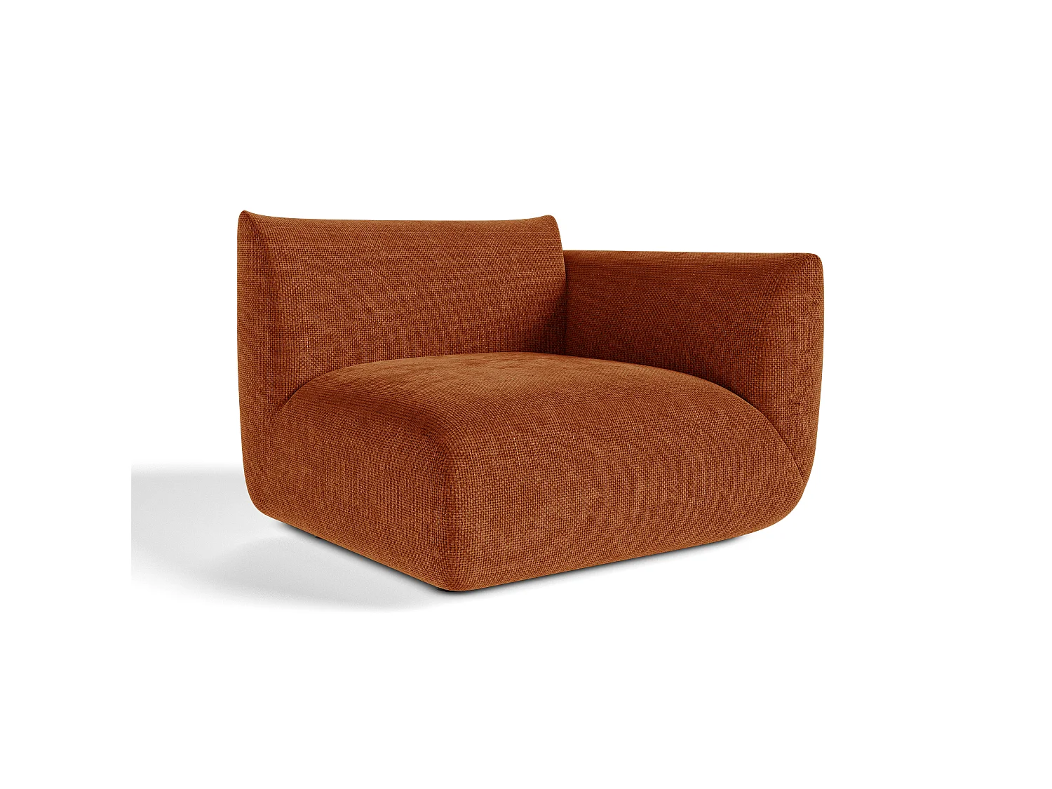 Module d'angle droit NOOMA en velours chenillé terracotta 108x97cm
