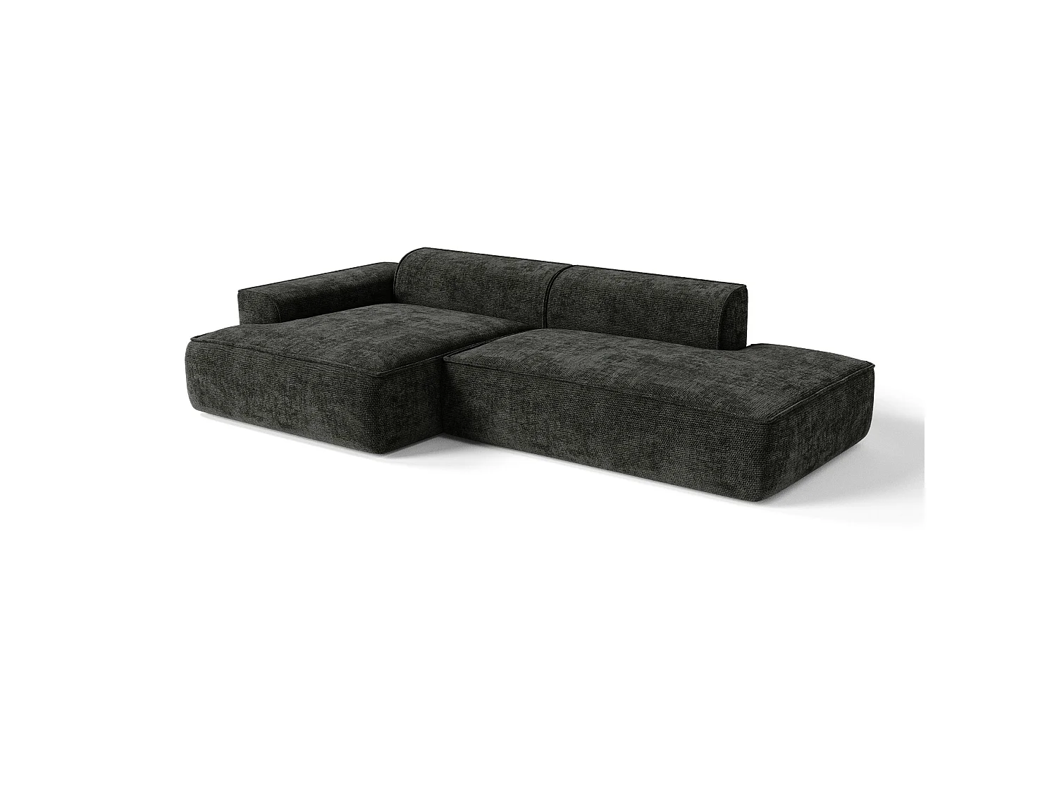 Canapé d'angle gauche 4 places HANA en velours tramé anthracite foncé