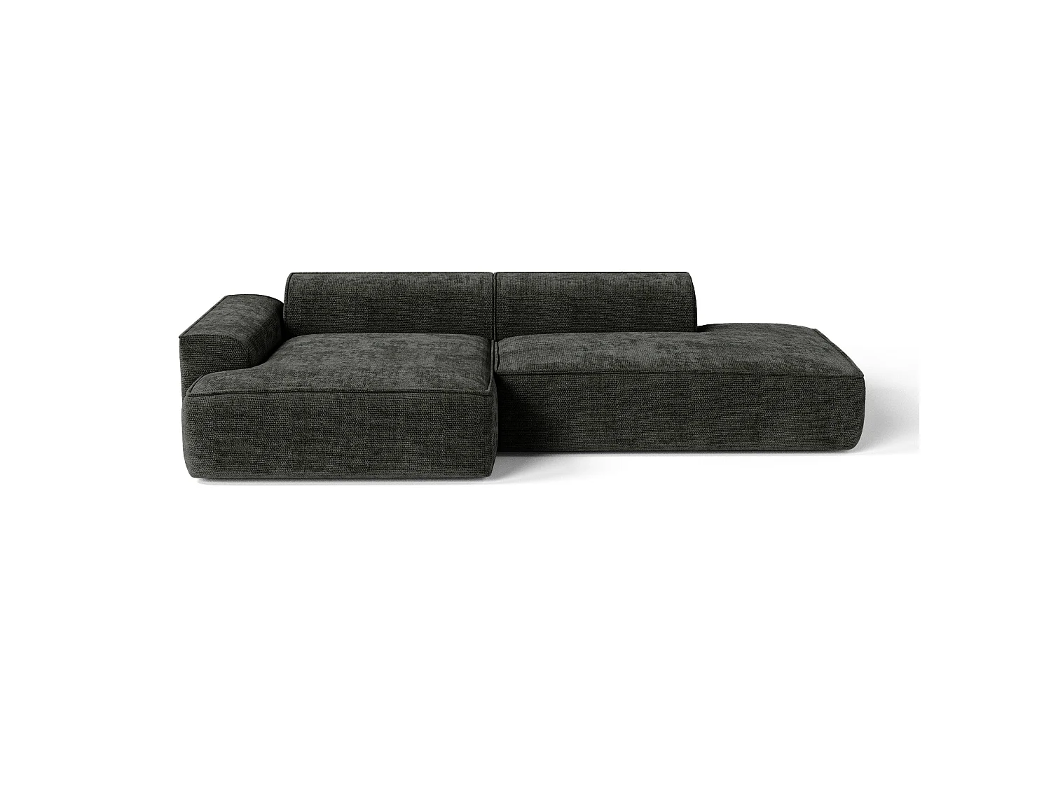 Canapé d'angle gauche 4 places HANA en velours tramé anthracite foncé